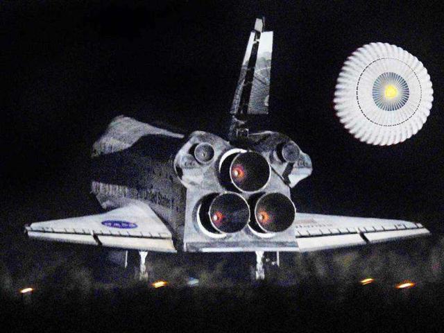 Space Shuttle Atlantis lands at the Kennedy Space Center at Cape Canaveral.