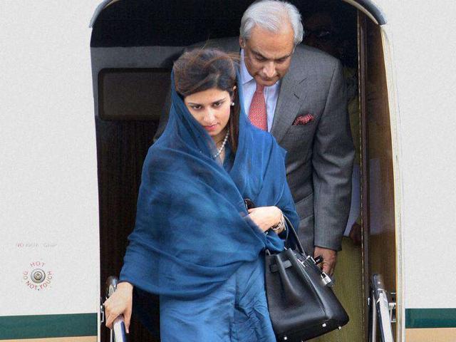 Pakistan's foreign minister Hina Rabbani Khar arrives at the AFS Palam, in New Delhi.