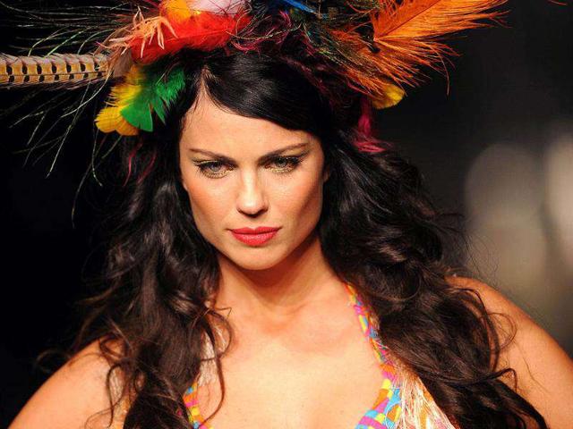 A model presents a creation by Colombian brand Leonisa during the Colombiamoda fashion show. (AFP) 