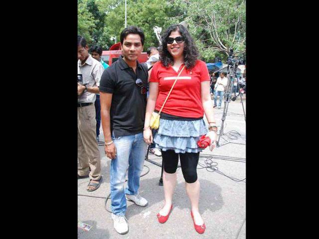 Red rules! With matching shoes, purse and tee, red is on this participant's mind. PHOTO by Sarvesh