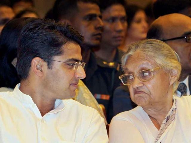 Delhi CM Sheila Dikshit with uion mnister of sate Sachin Pilot during the release function of Commemorative postage stamp of Rashtrapati Bhawan by President Pratibha Patil.