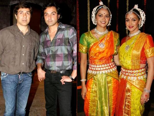 Dharmendra has Sunny and Bobby from his first wife while Esha and Ahana from Hema Malini, his second wife.