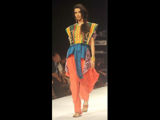 A-model-showcases-a-creation-by-Indian-designers-Theresa-James-and-Roger-Prince-at-Lakme-Fashion-Week A-model-showcases-a-creation-by-Indian-designers-Theresa-James-and-Roger-Prince-at-Lakme-Fashion-Week