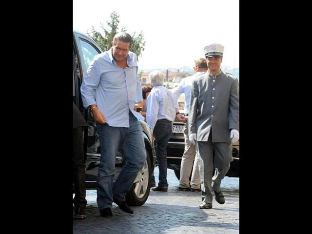 James Stunt, a British businessman, arrives at the hotel. Photo: AFP/Tiziana Fabi