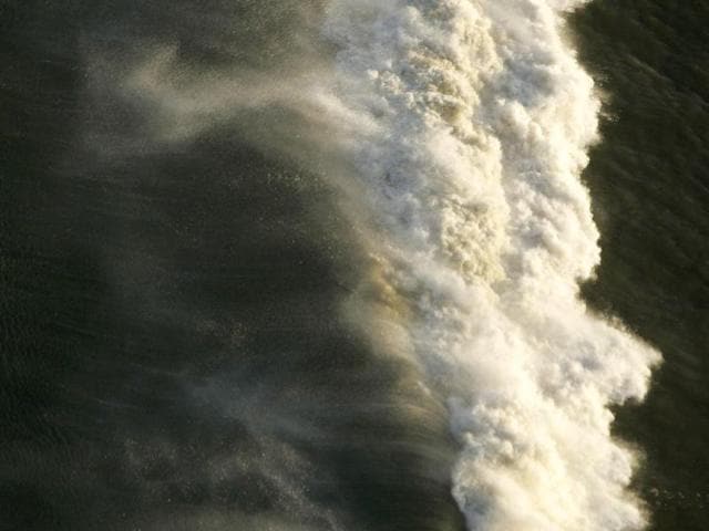Rough surf caused by Hurricane Irene off the coast of Long Beach Island, NJ.