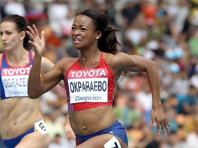Norway's Ezinne Okparaebo competes in the women's 100 metres heats at the International Association of Athletics Federations (IAAF) World Championships.