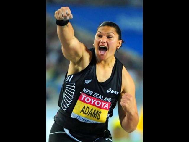 New Zealand's Valerie Adams competes in the women's shot put final at the IAAF World Championships.