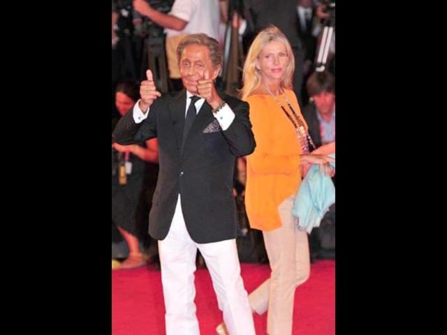 Italian designer Valentino and guest arrive at Venice Lido for the screening of Madonna's W.E.