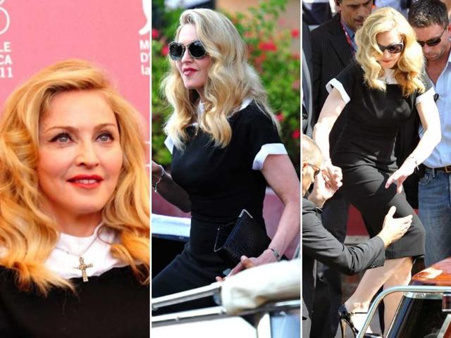 Singer and film director Madonna shines at the photocall for W.E., following which she jets sets off on a speed boat.