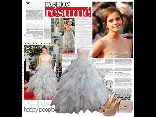 Fashion fairytale: In the Oscar de la Renta dress, Giuseppe Zanotti shoes Hermione Granger looks nothing short of a fairy!
