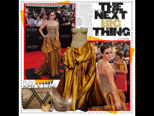 Sculptured style: Emma Watson stunned all in her Bottega Veneta dress at the Harry Potter and the Deathly Hallows: Part II premiere.