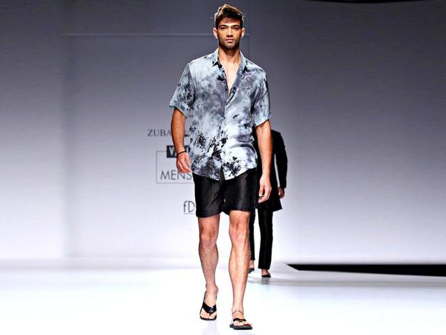 A model dons a beach boy look by Zubair Kirmani.