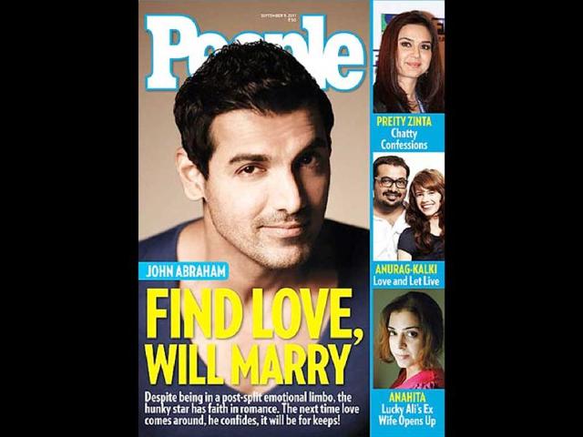 People features a 'lovesick' John Abraham, looking dapper.