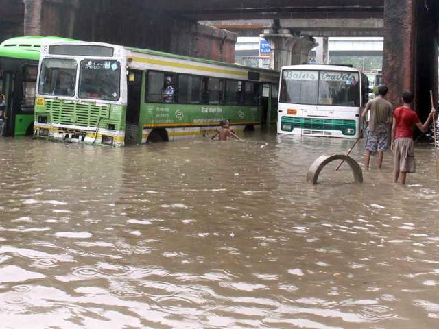 Water logging due to heavy rain disrupted vehicular traffic in the Capital for hours.