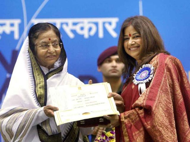 President Pratibha Patil presenting Best Playback Singer Award (female) to Rekha Bhardwaj during the 58th National Film Awards Function in New Delhi.
