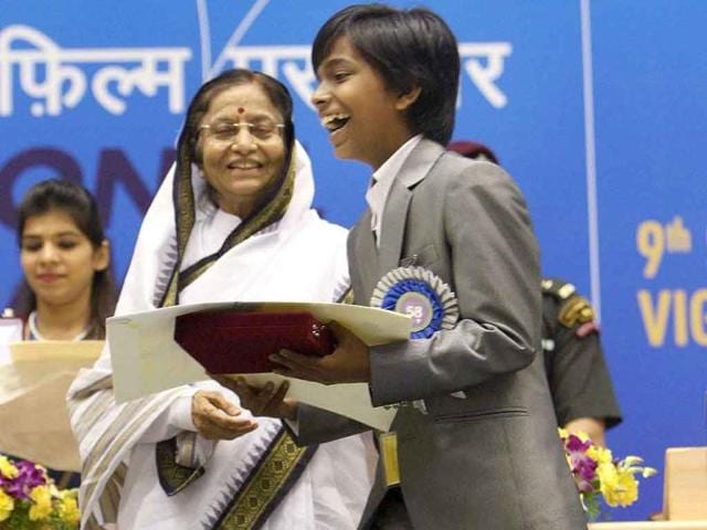 President Pratibha Patil presents Best Child Artist Award to Harsh Mayar during the 58th National Film Awards Function' in New Delhi.