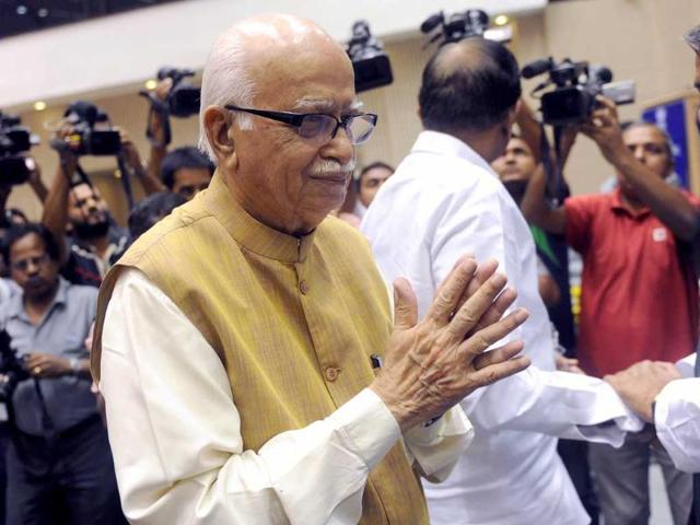 Bharatiya Janata Party senior leader Lal Krishna Advani arrives at the National Integration Council meeting in New Delhi.
