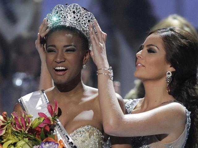 Miss Angola Leila Lopes participates in the evening gown segment of the Miss Universe 2011 pageant.