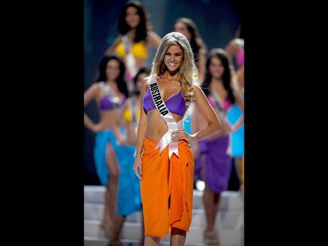 Miss Australia 2011, Scherri-Lee Biggs, participates in the swimsuit competition of the 60th annual Miss Universe beauty pageant.