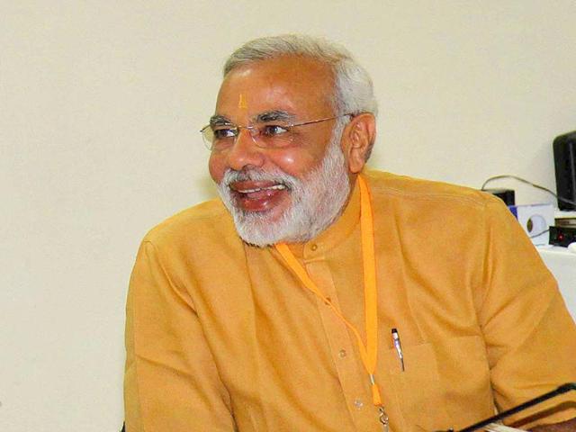 Gujarat chief minister Narendra Modi during the Bhartiya Janta Party chief minister conclave in New Delhi. HT Photo By