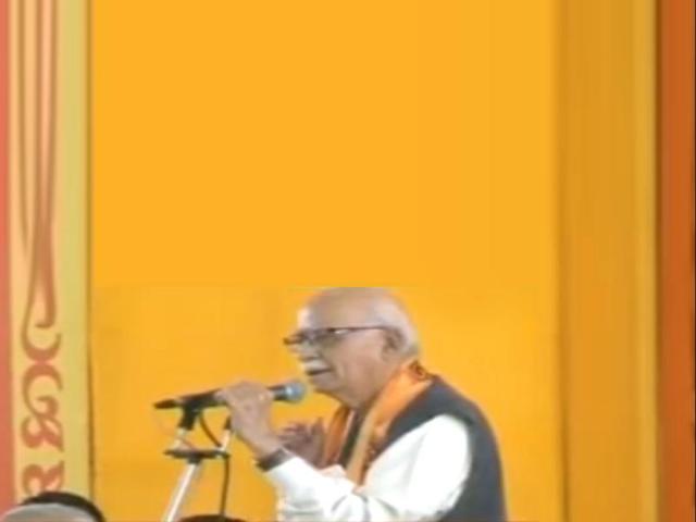 (TV grab) LK Advani speaks at Narendra Modi's three-day 'sadbhavana' fast in Ahmedabad.