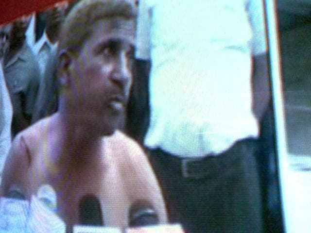 TV grab of a victim outside the Jai hospital in Agra.