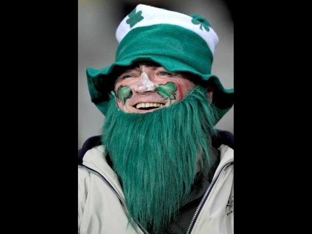 An Irish fan attends the 2011 Rugby World Cup pool C match Australia vs Ireland at Eden Park in Auckland.
