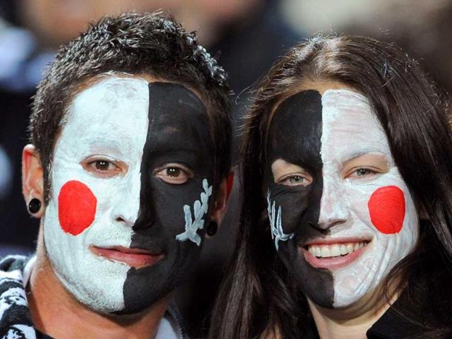 Supporters are seen before the 2011 Rugby World Cup pool A match New Zealand vs Japan at Waikato stadium in Hamilton.