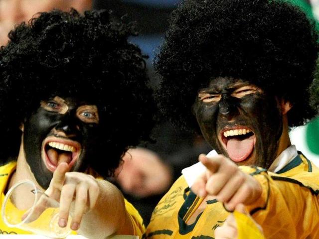 Australian fans attend the 2011 Rugby World Cup pool C match Australia vs Ireland at Eden Park in Auckland.