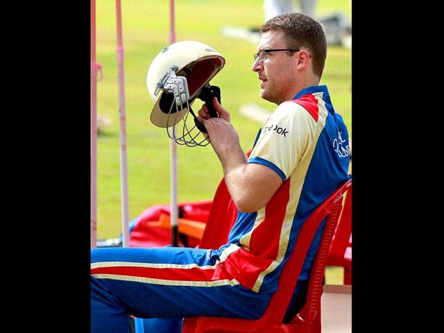 Royal Challengers Bangalore skipper Daniel Vettori during a practice session for Champions League 2011 at National Cricket Academy ground in Bangalore.