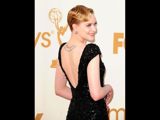 Actor Evan Rachel Wood dazzles in black at the 63rd annual Primetime Emmy Awards. (AFP)