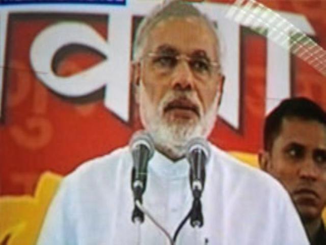 Gujarat chief minister Narendra Modi is seen in this TV grab.