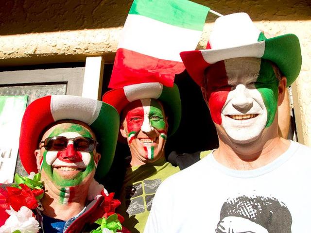 Italian fans pose before the 2011 Rugby World Cup pool C match of Russia vs Italy at Trafalgar Park in Nelson.