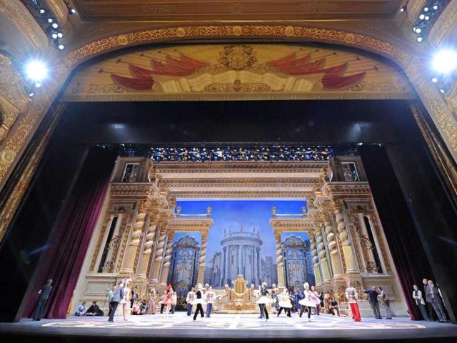 Ballet dancers rehearse The Sleeping Beauty at the Bolshoi Theater in Moscow.