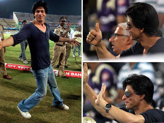 Actors Shah Rukh Khan and Juhi Chawla went to Hyderabad to cheer for their team Kolkata Knight Riders during the Champions League Twenty20. Here're some moments captured on candid camera.