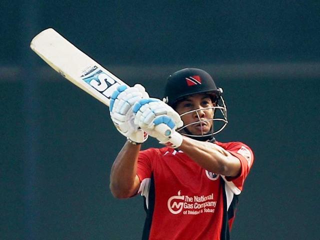 Trinidad and Tobago player Lendl Simmons in action during the Champions league T20-2011 match against New South Wales Blues at MAC Stadium in Chennai.