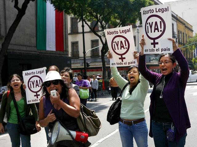 Activists demonstrate in favor of legalizing abortion in Mexico City.