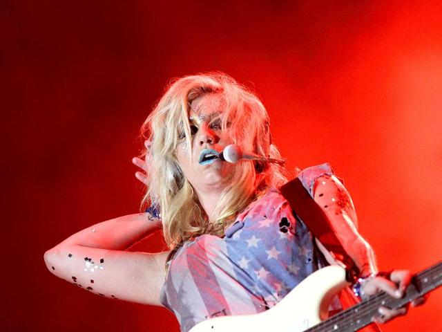 US pop singer Ke$ha performs during the Rock in Rio music festival in Rio de Janeiro, Brazil.