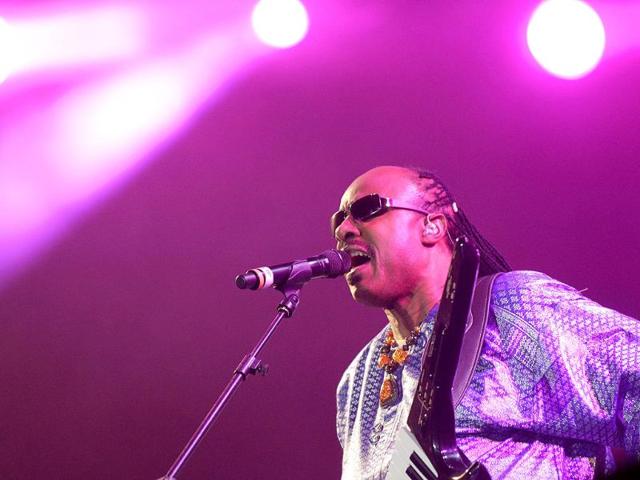 American singer Stevie Wonder performs during the Rock in Rio music festival in Rio de Janeiro, Brazil.