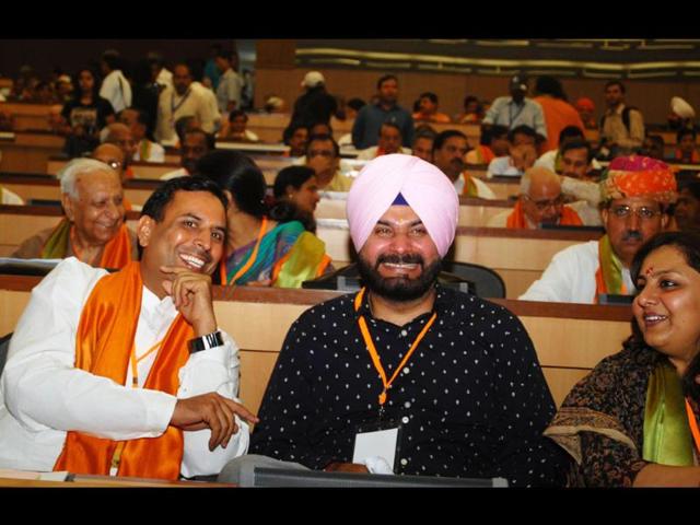 BJP leader Navjot Singh Siddhu and others attend the party's national executive meeting in New Delhi.