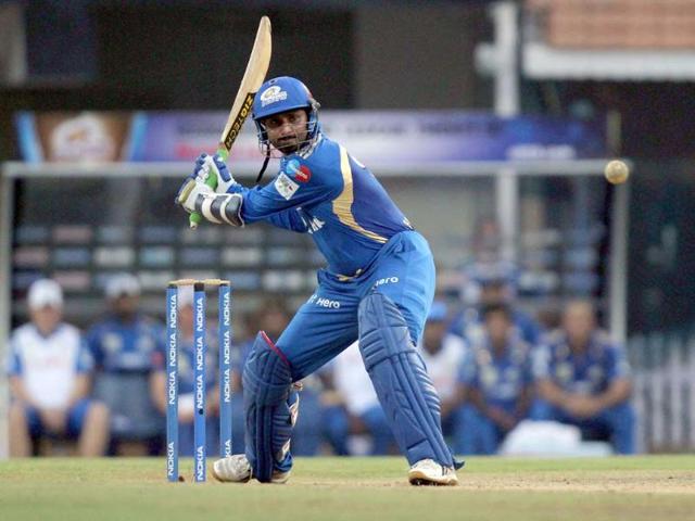 Mumbai Indians' Harbhajan Singh in action during the CLT20 match against New South Wales Blues at Chidambaram Stadium in Chennai.