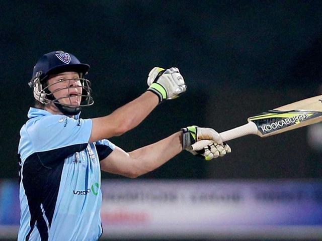New South Wales Blues' Steven Smith in action during the Champions league T20-2011 match against Mumbai Indians in Chennai.