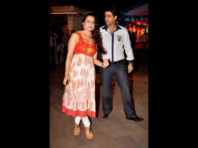 Actress Amisha Patel seen with a friend.