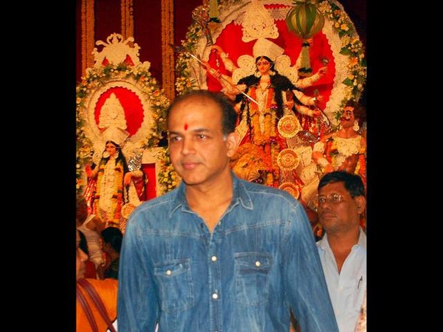 Director Ashutosh Gowariker at a puja pandal.