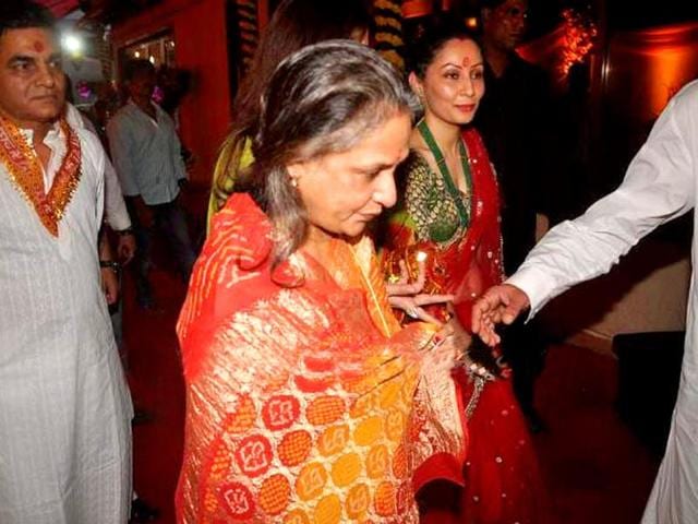 Big B's wife Jaya and Baba's wife Maanyata at the party.