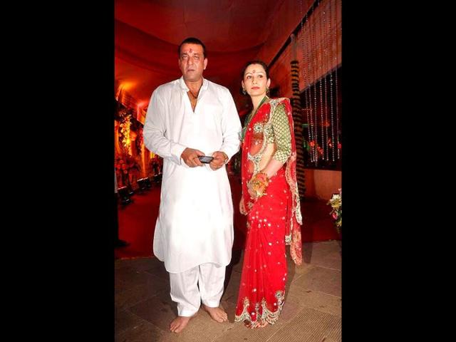 Sanjay Dutt and wife Maanyata invited a number of celebs from B-Town for their Navratri celebrations.