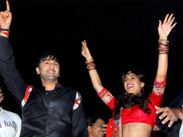Actor Ranbir Kapoor and co-star Nargis Fakhri relish the festivities of Navratri.