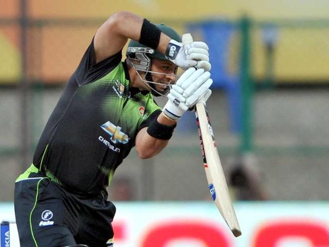 Warriors batsman Ashwell Prince plays a shot during the Champions League Twenty20 League cricket match between Warriors and Somerset at the M Chinnaswamy Stadium in Bangalore.