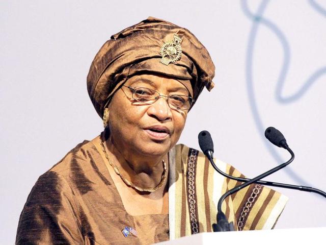 File photo of President of Liberia and Nobel Laureate, Ellen Johnson-Sirleaf speaking at the Global Alliance for Vaccines and Immunisation (GAVI) conference in London.