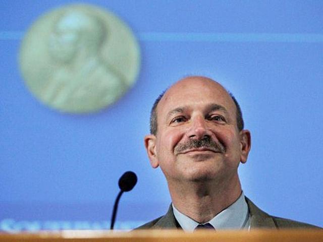 Nobel Prize winner for Medicine Dr Bruce A. Beutler addresses his colleagues at University of Texas Southwestern Medical Center in Dallas, Texas.
